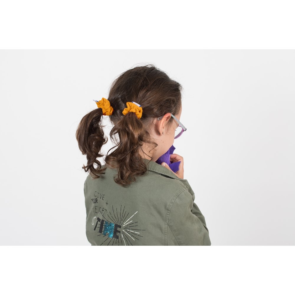 Mini Chouchou Gaze Dentelle Ocre