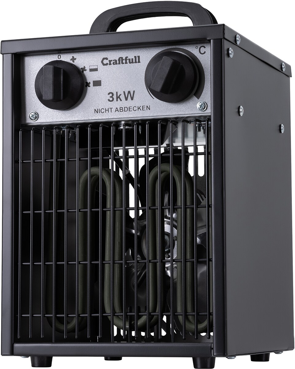 Craftfull Elektro-Heizlüfter HL200, 2000/3000 Watt, Überhitzungsschutz, Thermostat, Griff, Stahl (3000 Watt)