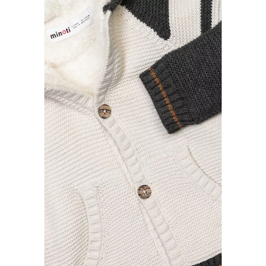 MINOTI Strickjacke CremeweißGrauBraun