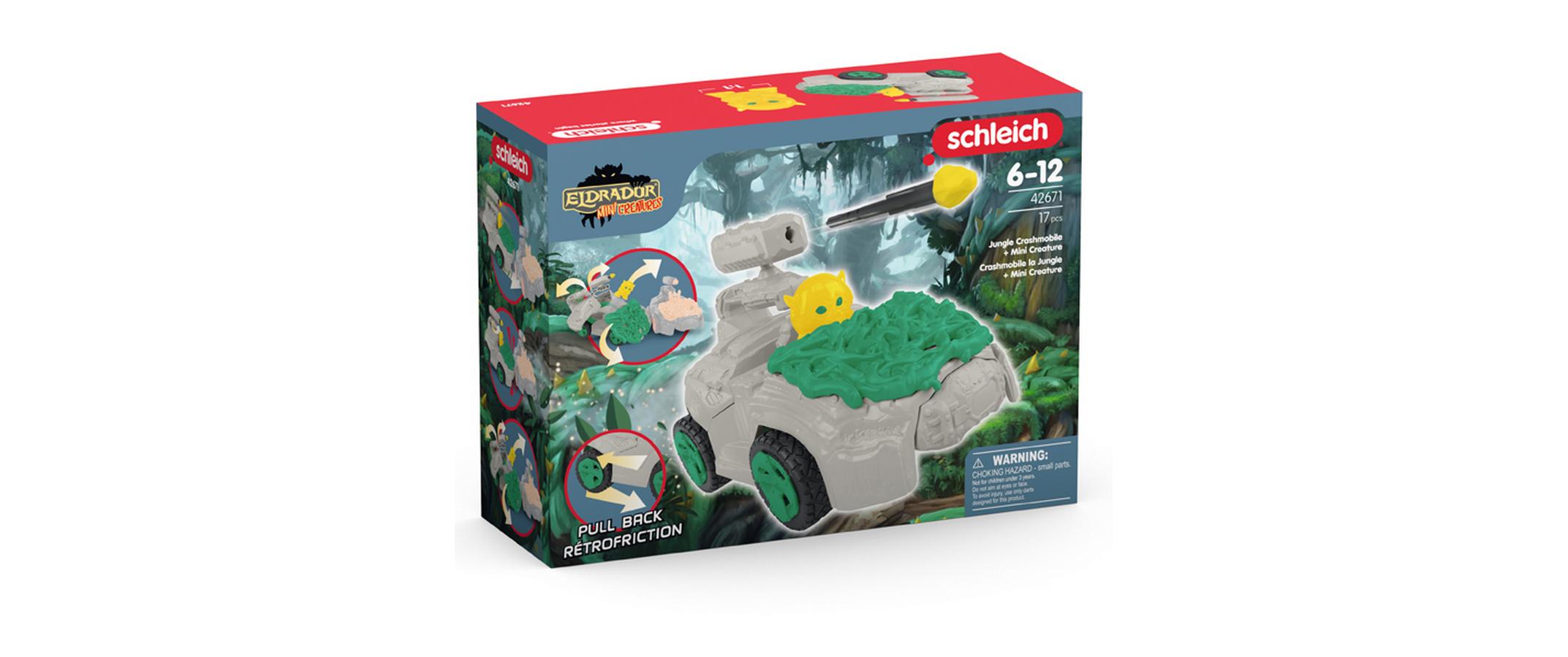 Spielfigurenset Dschungel-Crashmobil mit Mini CretaureAction Fahrzeug – Kinderspielfigur