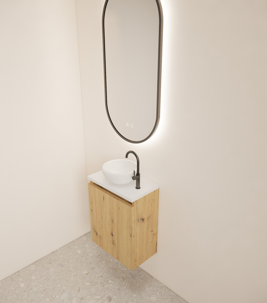 Gliss Design Echo toiletmeubel 40cm evoke eiken met toppaneel wit mat