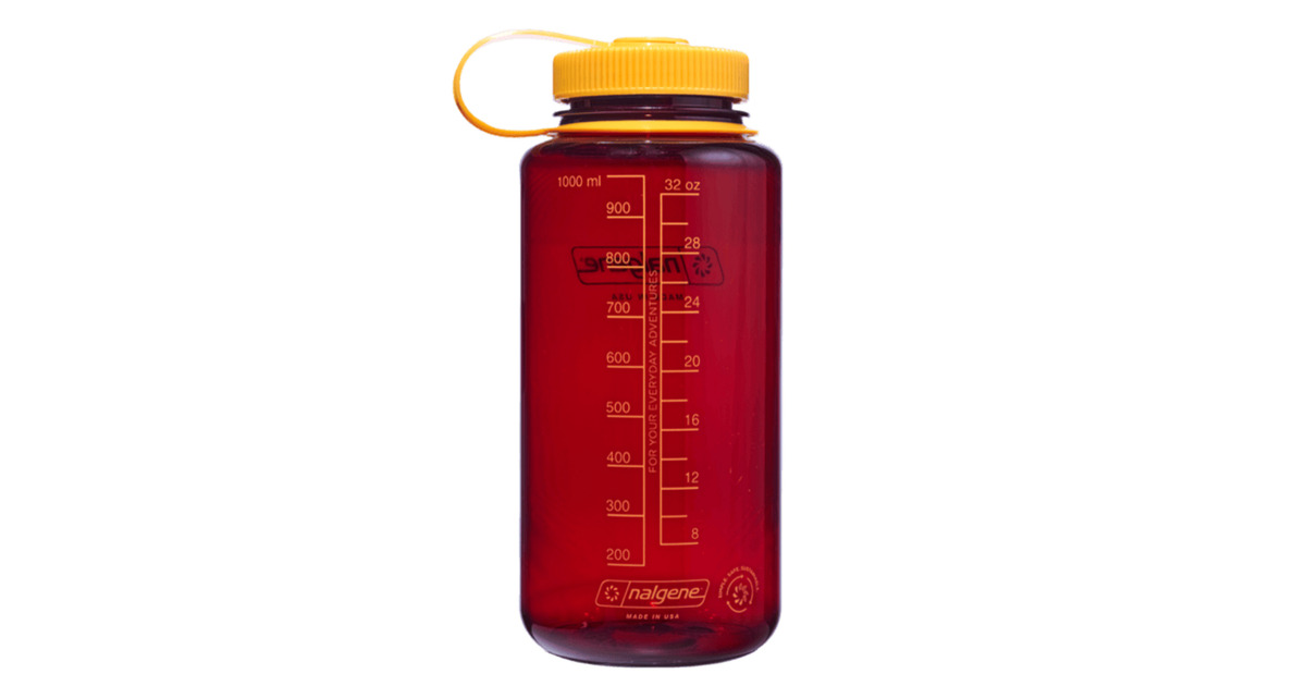 NalgeneWide Mouth Sustain Water Bottle, 1 Liter drinkfles  (Donkerrood/geel)