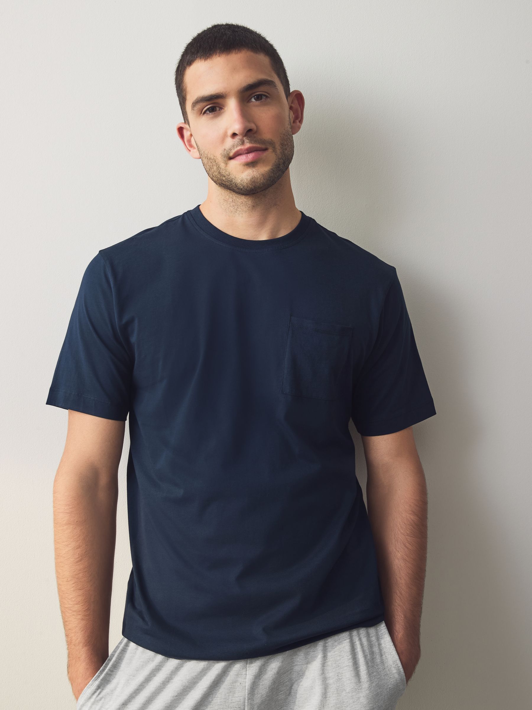 Marineblauw/gemêleerd grijs - Jersey pyjama