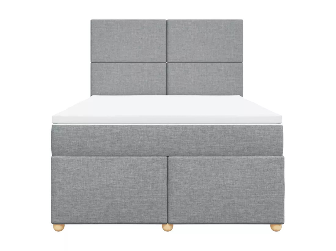 Sommier à lattes de lit avec matelas Gris clair 140x190cm Tissu