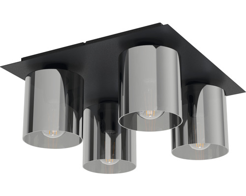 Plafondlamp 4-lichts 38x38 cm Gorosiba zwart/transparant