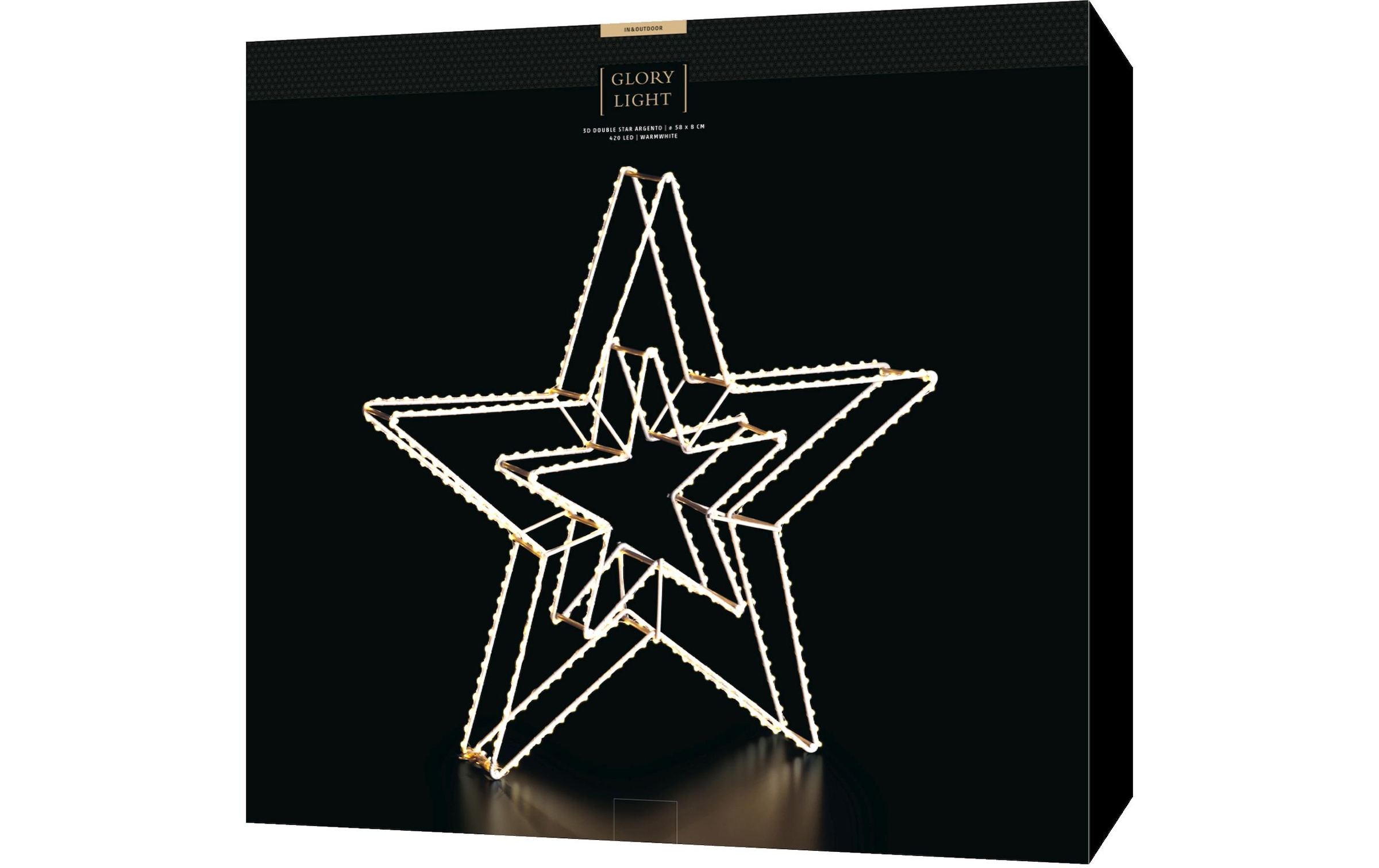 STT LED Dekofigur »3D Double Star Argento 58cm« Warmweiss