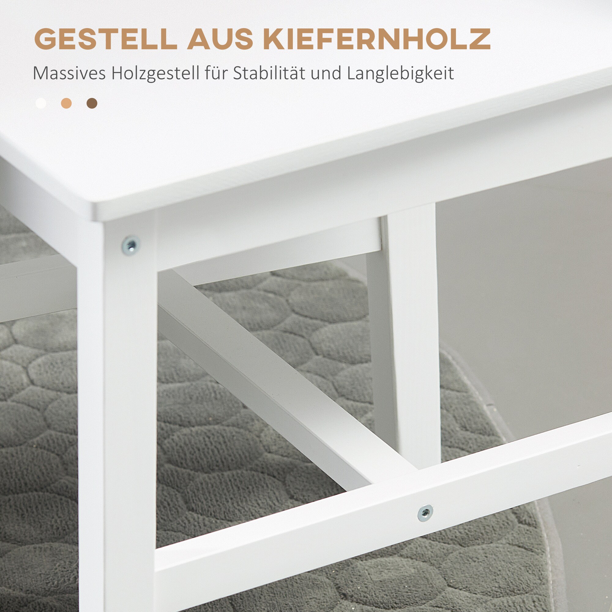 HOMCOM Esszimmerstuhl mit Holzrahmen weiß 41L x 46,5B x 85,5H cm