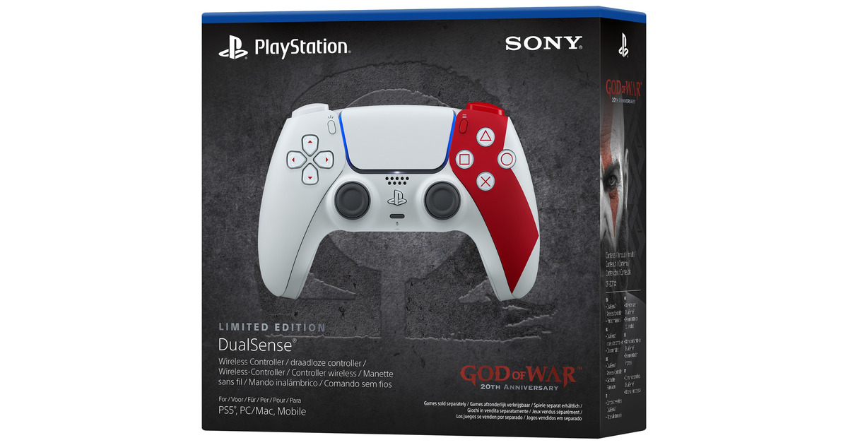 SonyDualSense Draadloze Controller - God of War 20th Anniversary Limited Edition  (Grijs/donkerrood)