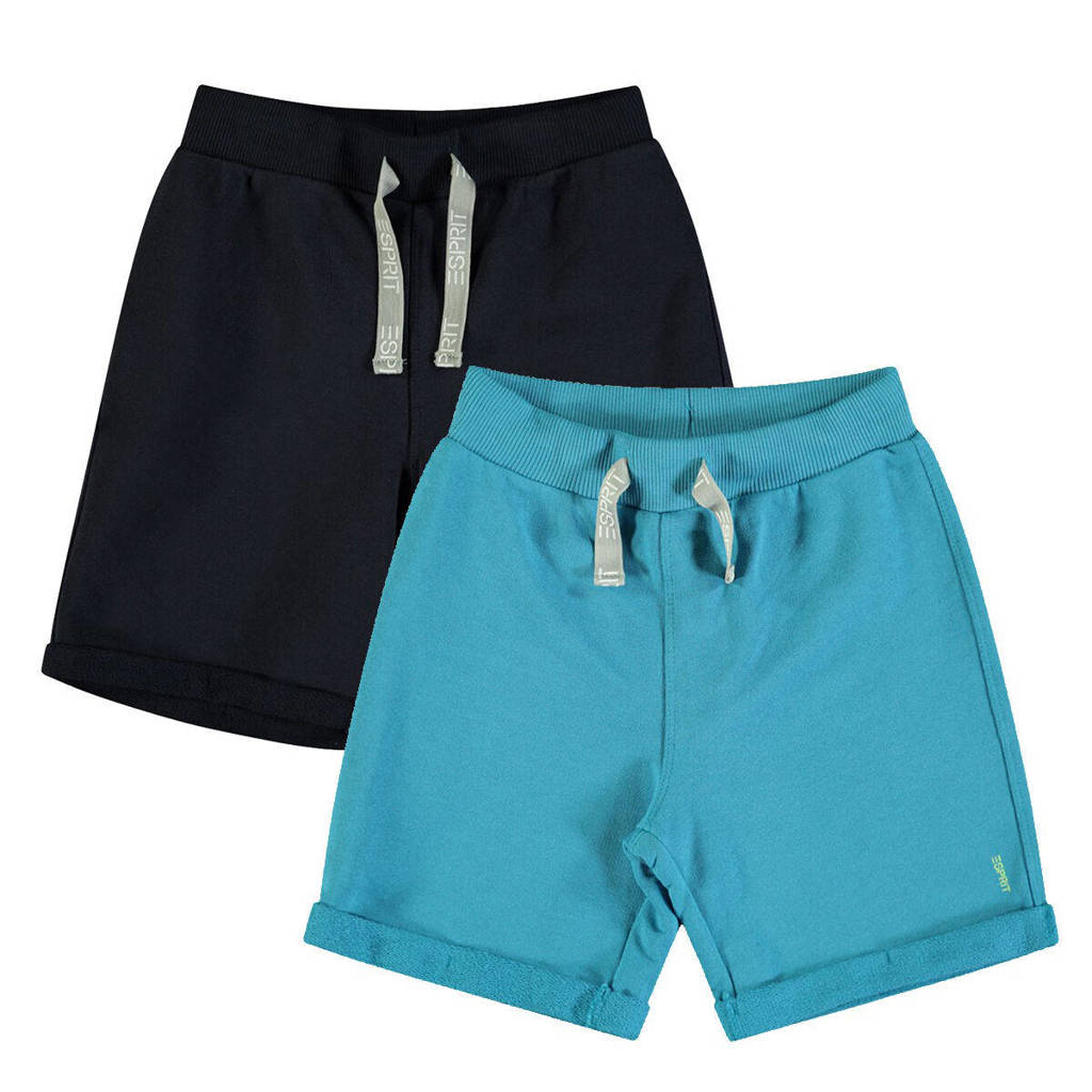 ESPRIT sweatshort- set van 2 donkerblauw/aqua