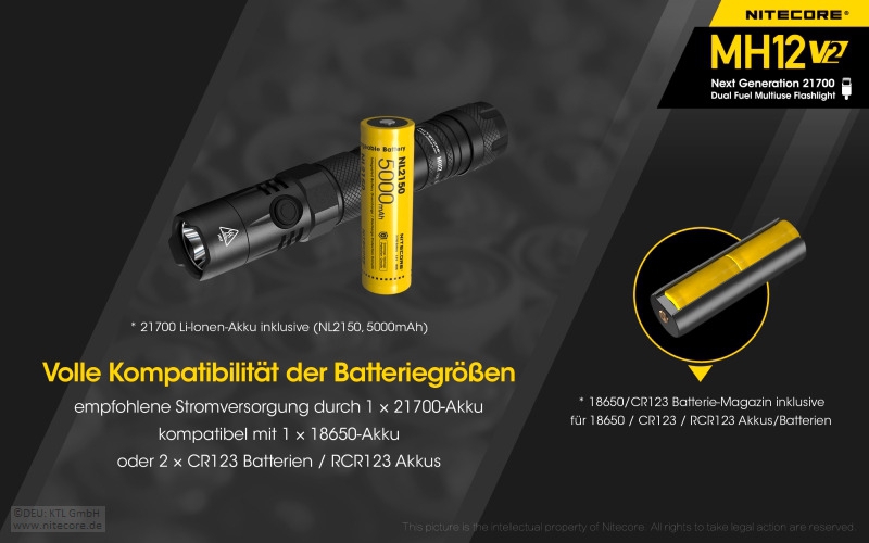 Nitecore Hybrid Taktische Taschenlampe MH12 V2.0