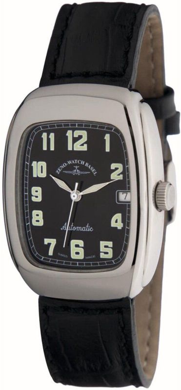Zeno Watch Basel - Dameshorloge - Grijs - 36 mm - Zwart Wijzerplaat - Automatisch