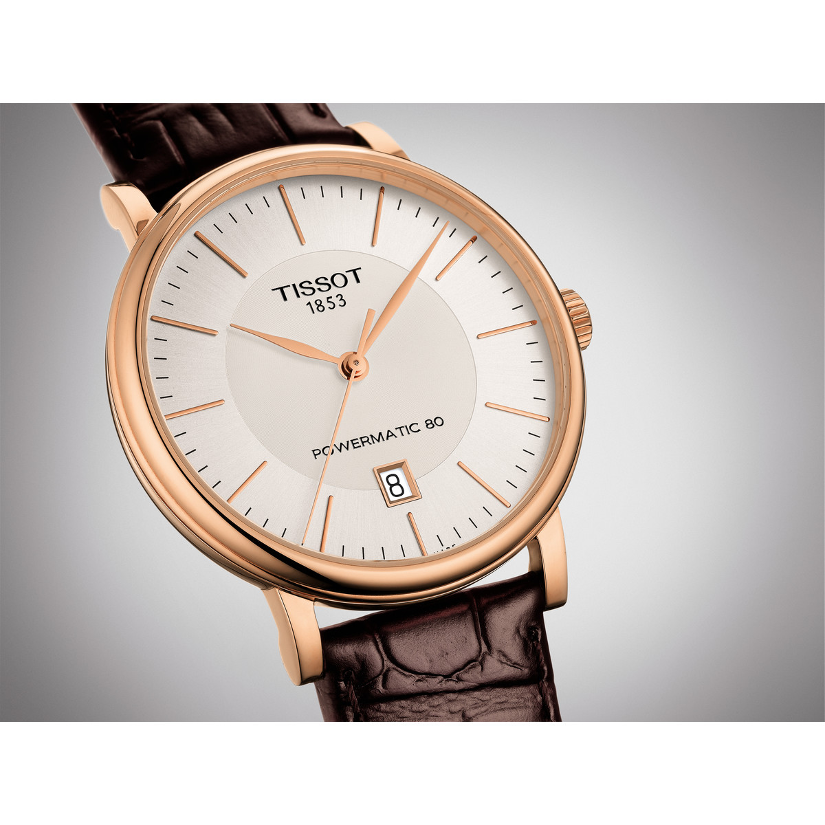 Montre Tissot homme automatique acier cuir marron