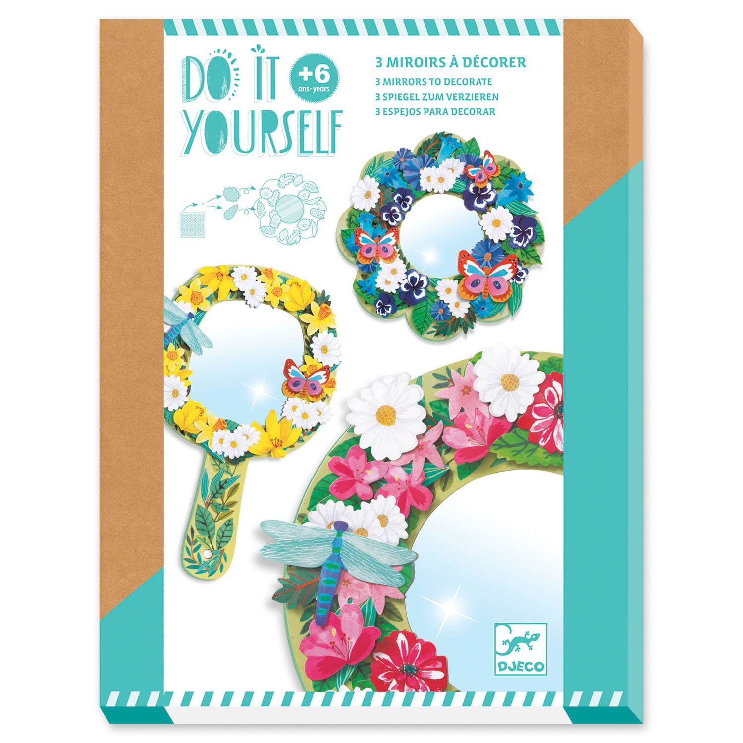 Djeco Bloemen Spiegels Knutselset, 3st.