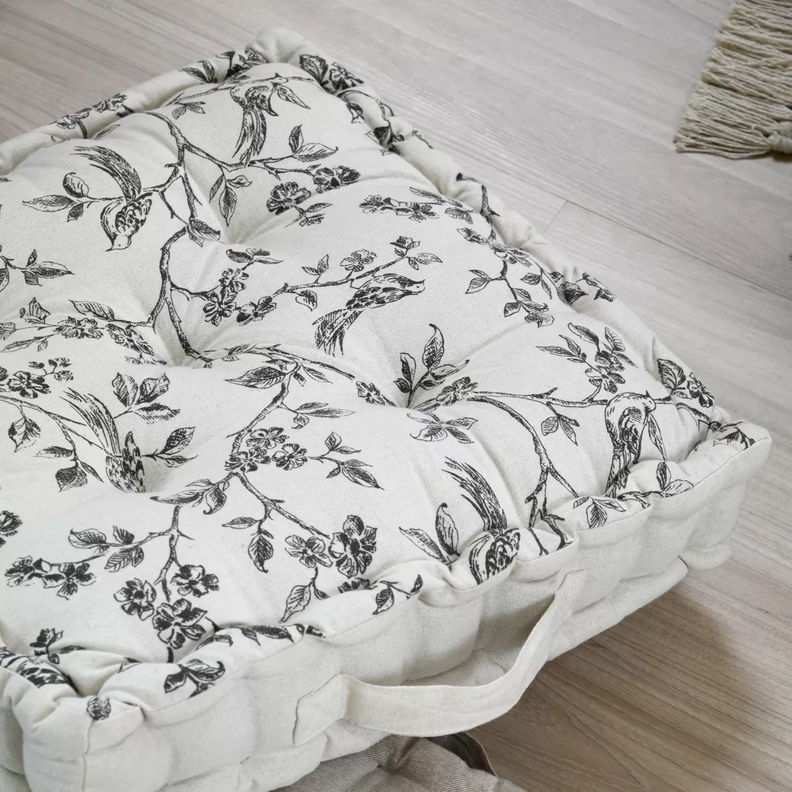 Coussin de sol carré coton bas (45 x 45 cm) Clarine Ecru