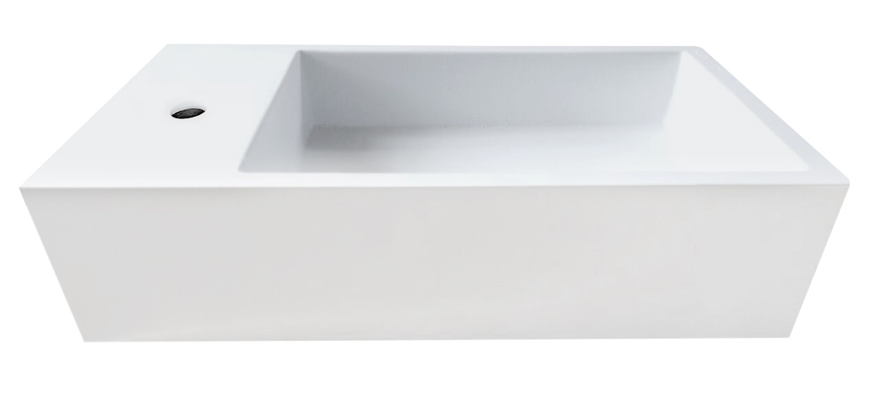 Fontana Alaska toiletmeubel mat wit 40x22cm met solid surface fontein links