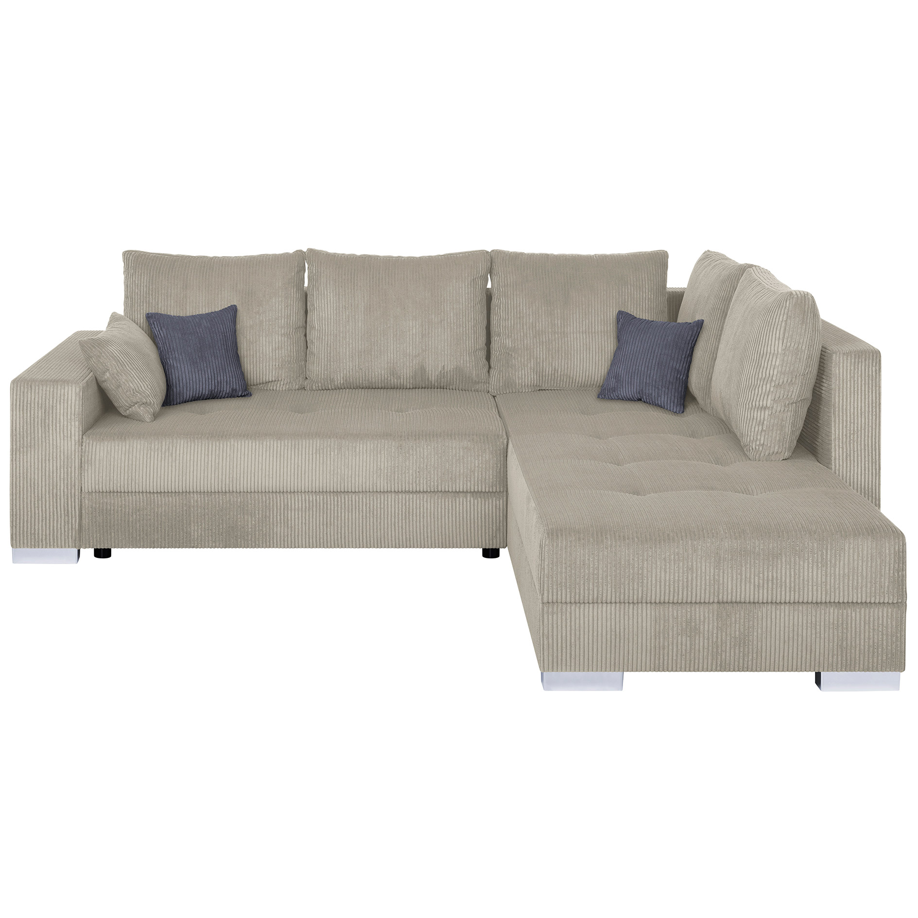 Ecksofa - cream - Cord - Liegefunktion - beidseitig montierbar