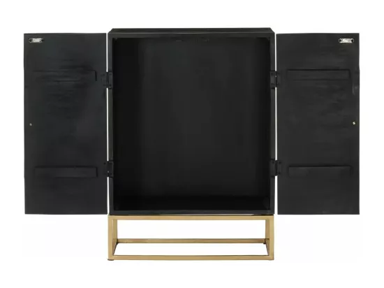 Buffet Noir 55x34x75 cm Bois massif de manguier et fer