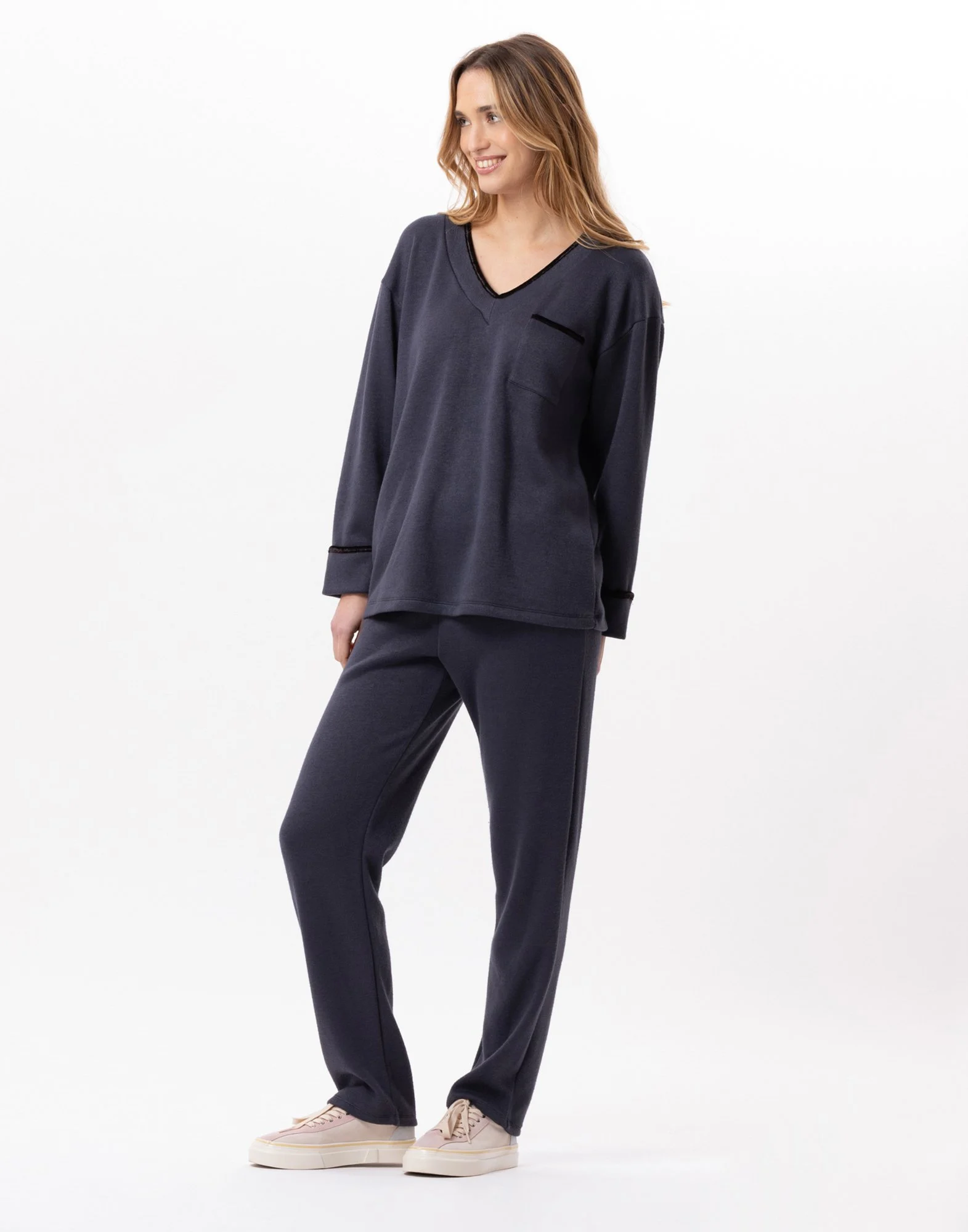 ALPAGA 802 - Jogging en maille tricot | Bleu