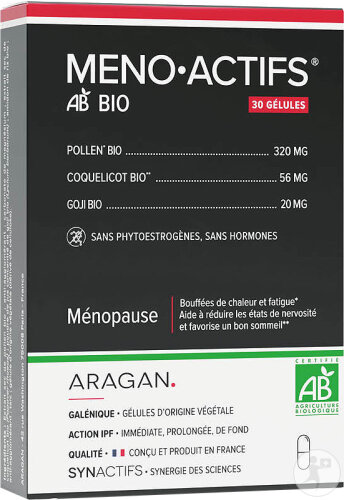 Aragan Synactifs Menoactifs Bio Ménopause Pollen Bio 30 Gélules