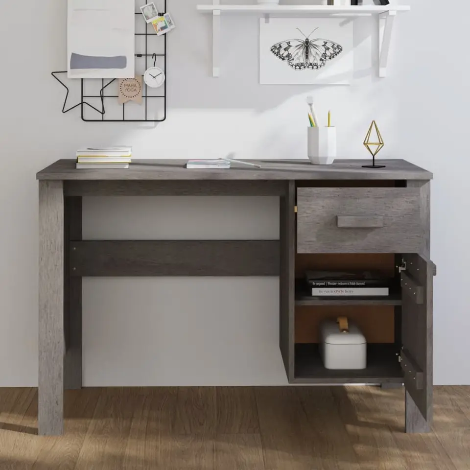 vidaXL - Bureau - Grijs - Grenenhout