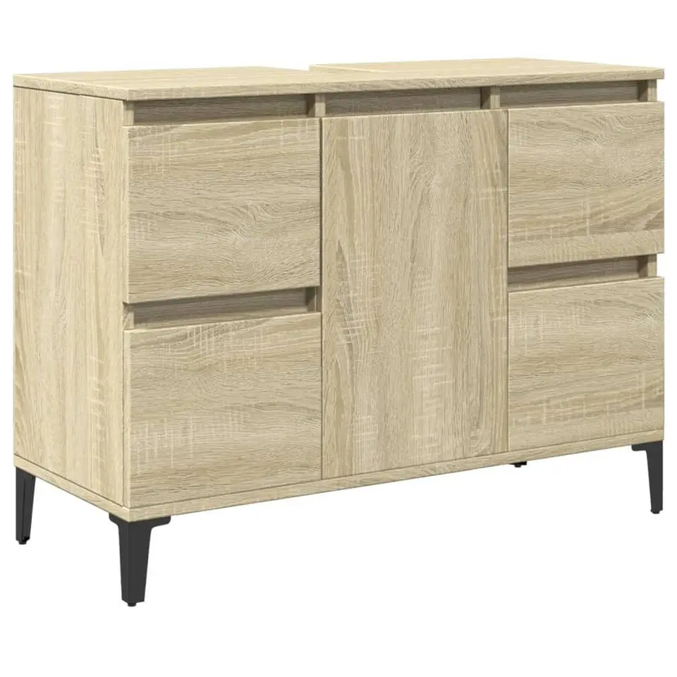 vidaXL - Wastafelonderkast met 1 deur 4 lades - Sonoma eiken - 80x33x60 cm