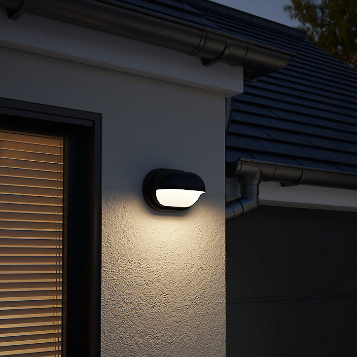 Applique murale Helmet LED intégrée 650lm 12W IP44 GoodHome noir