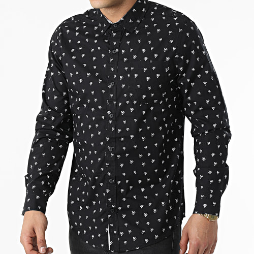 Chemise Manches Longues Floral H6313Z Noir