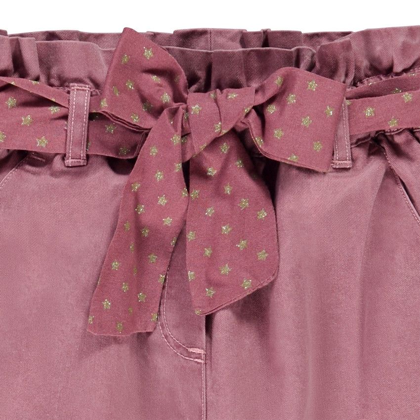 Pantalon paperpag + ceinture imprimé étoiles pour fille - Fuchsia