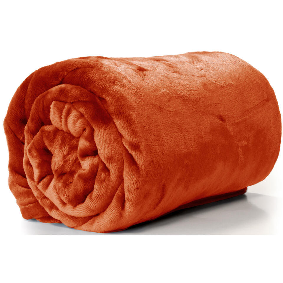 Unique Living Plaid/deken - fleece - fluweel terra - 130 x 180 cm