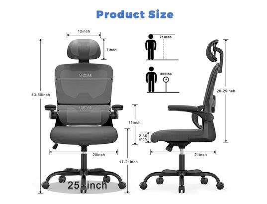 RATTANTREE - Chaise de bureau Fauteuil de bureau ergonomique réglable noir gris