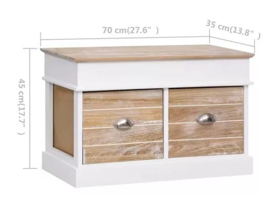 Banc d'entrée 70 x 35 x 45 cm Bois de Paulownia