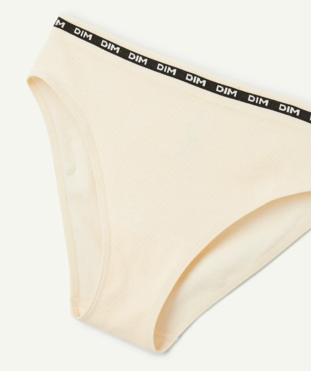 DIMculotte côtelée fille beige avec élastique noir