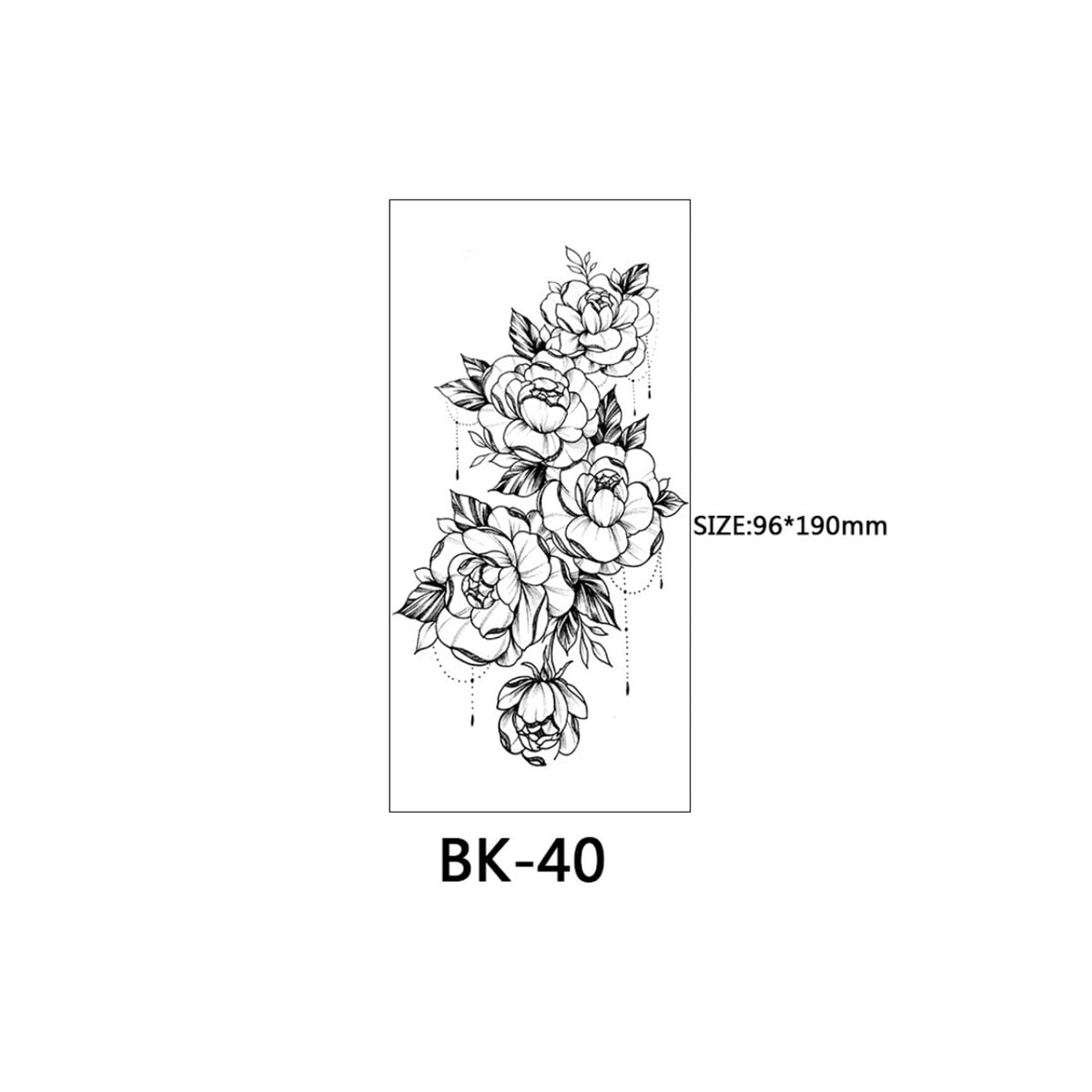 Rubs - midlertidige tatoveringer med blomstermotiver 8 stk Sort