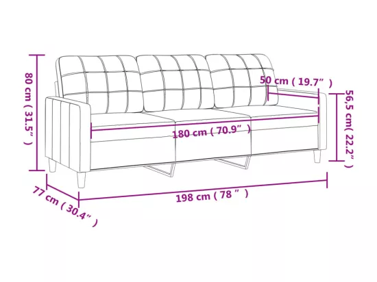 Canapé à 3 places Gris foncé 180 cm Tissu