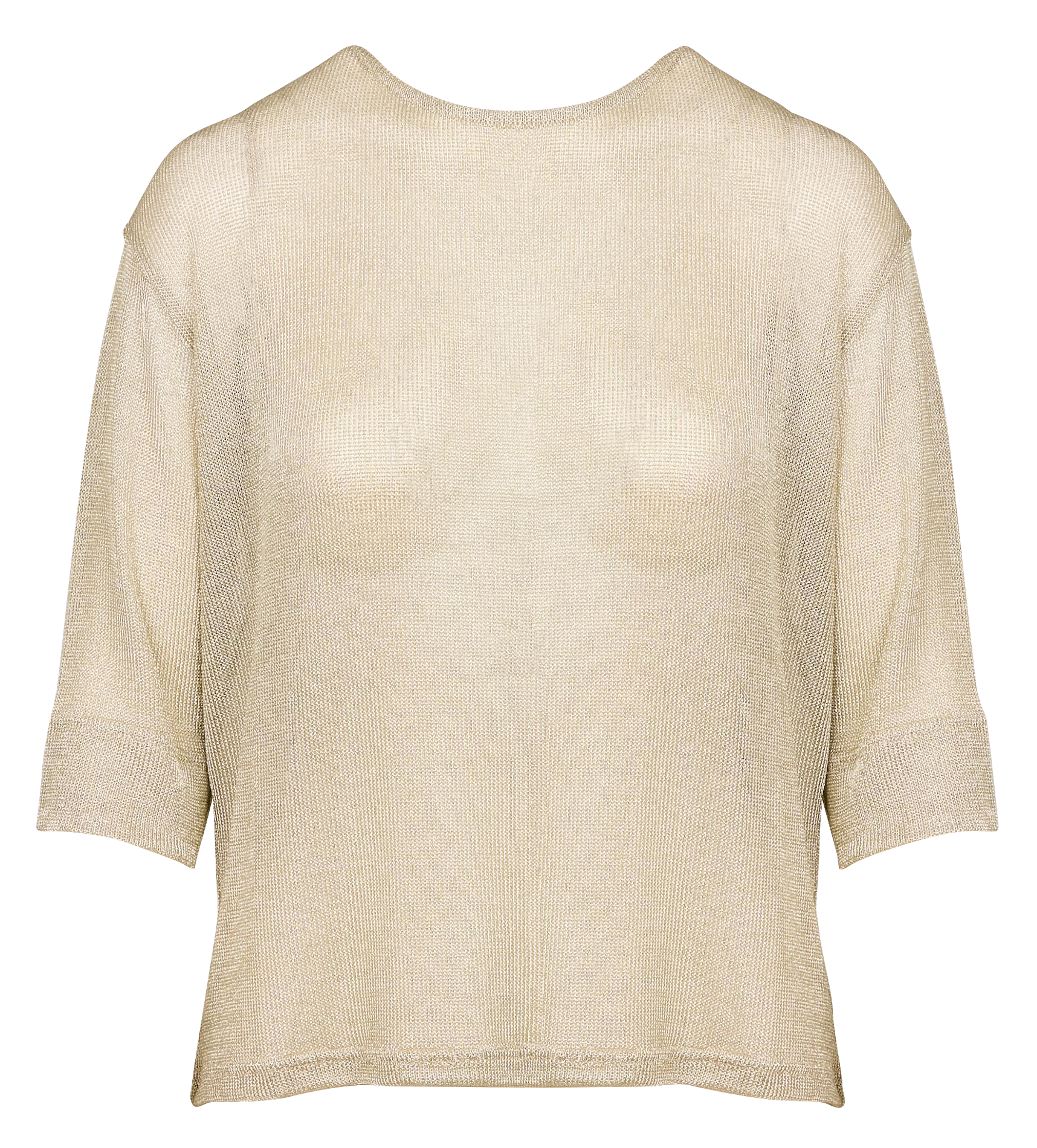 TRACY - Top col rond ample en fibres métallisées mélangées | Doré