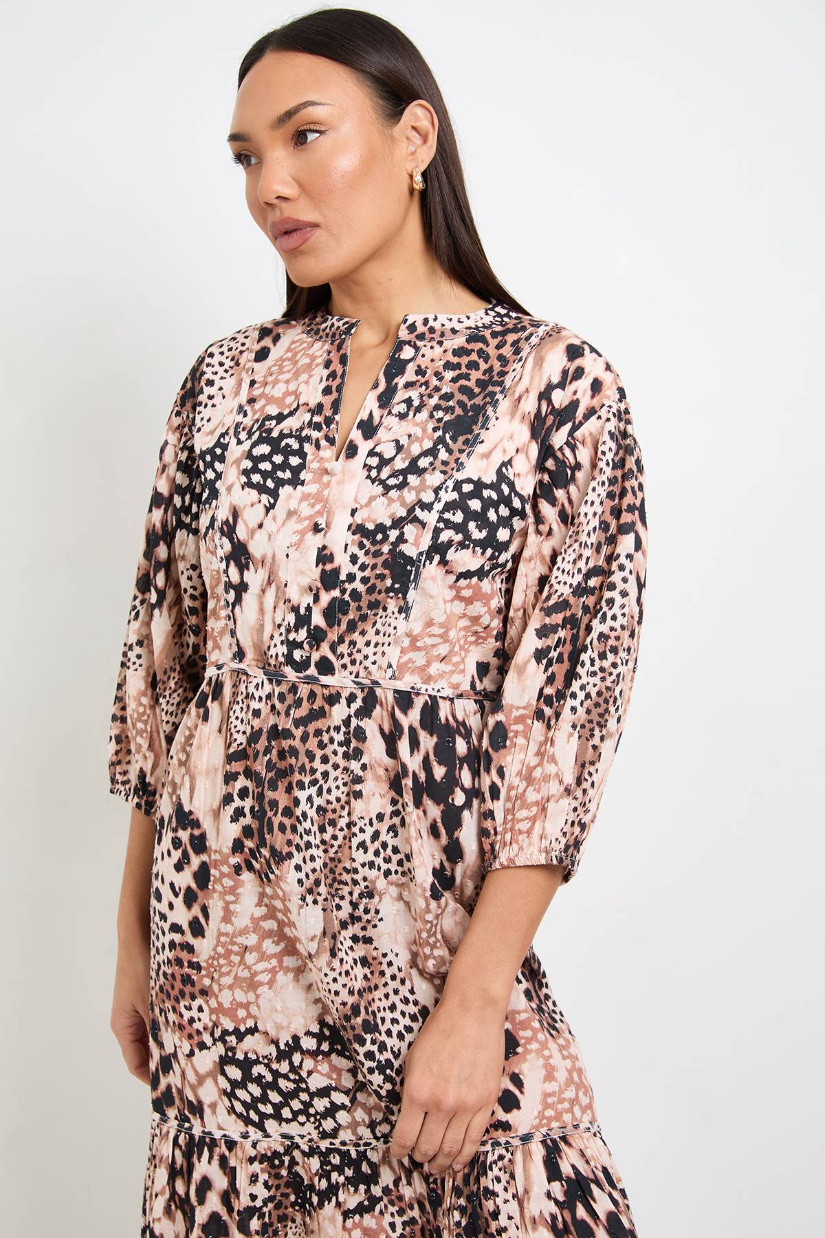 Wallis Robe Midi En Coton Imprimé Animal Pour L'été