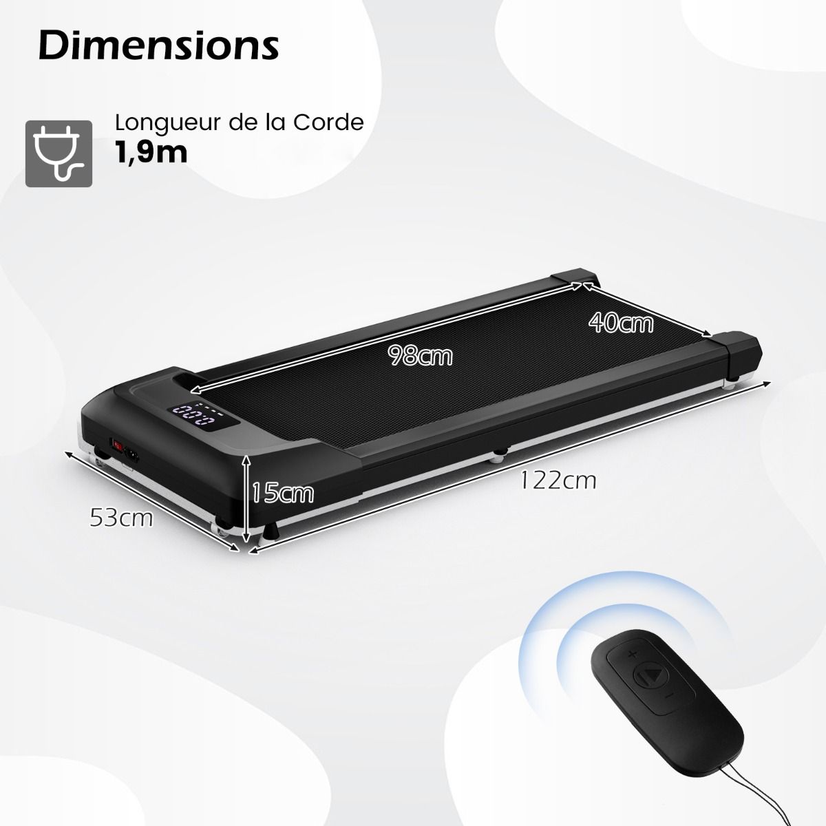 Tapis de Course Mince Tapis de Jogging avec Capacité de 120 Kg Télécommande et Écran Led Inclinable à Roulettes Tapis de Course à Glisser Gris/Noir/Rose - Lidl-Manfred