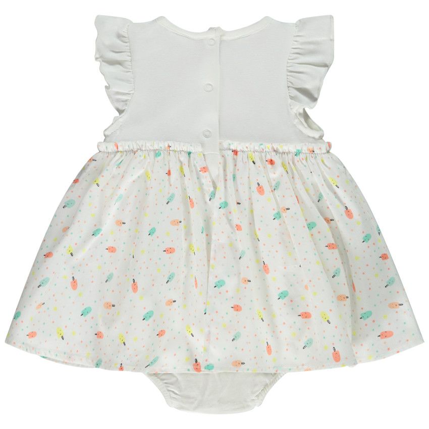 Robe body 2 en 1 imprimé glaces pour bébé fille - Blanc
