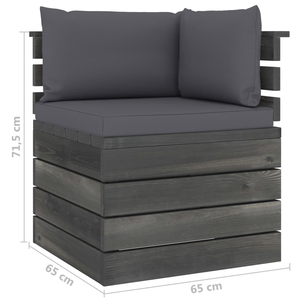 Salon de jardin palette meuble d'extérieur ensemble de mobilier 7 pièces avec coussins bois de pin massif