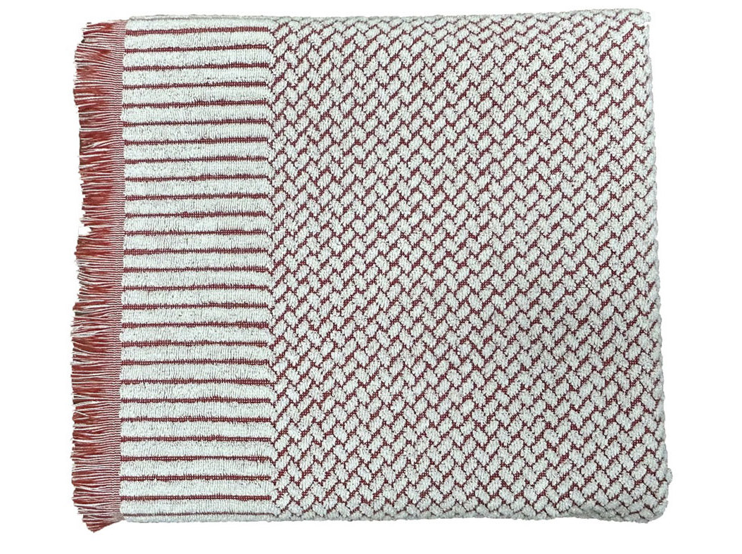 LENÇOL DE BANHO MY HOME CRU/VERMELHO 100X150