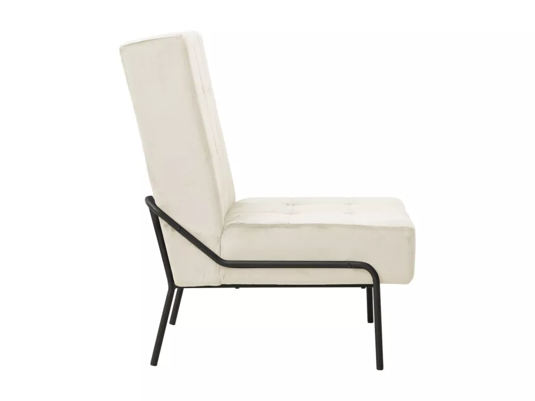 Chaise de relaxation 65x79x87 cm Blanc crème Velours