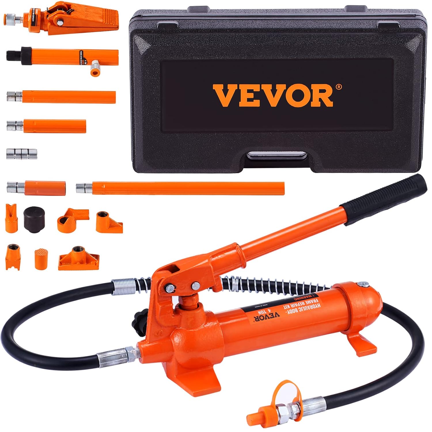 VEVOR Hydraulischer Wagenheber Luftpumpe 4 t, Lufthydraulischer Heber 125 mm Hub Rot, inkl. 80/130 / 210/415 mm Verlängerungsstange, Elektrostatisches Pulversprühen Autoreparatur