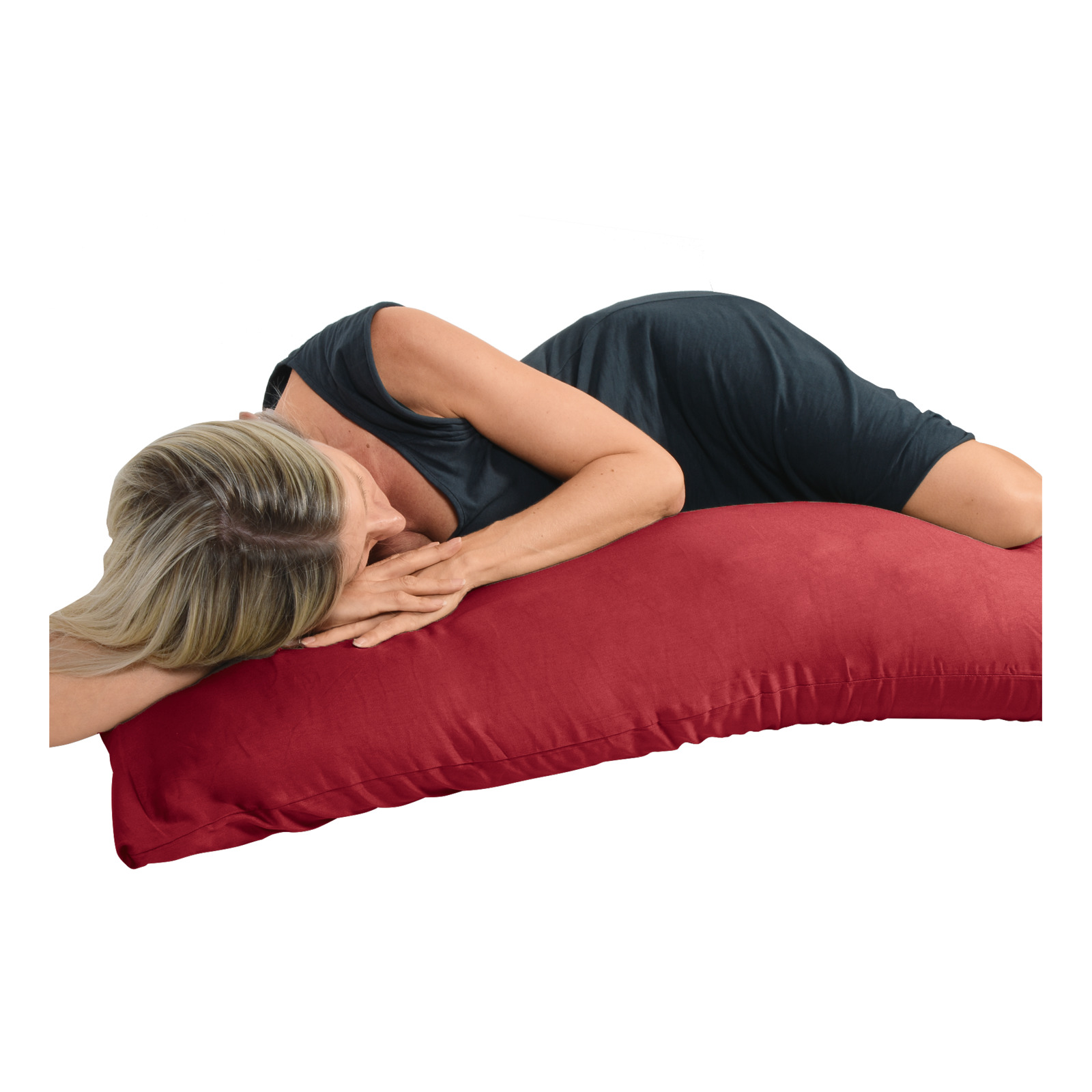 Kissenbezug für Seitenschläfer Satin uni rot