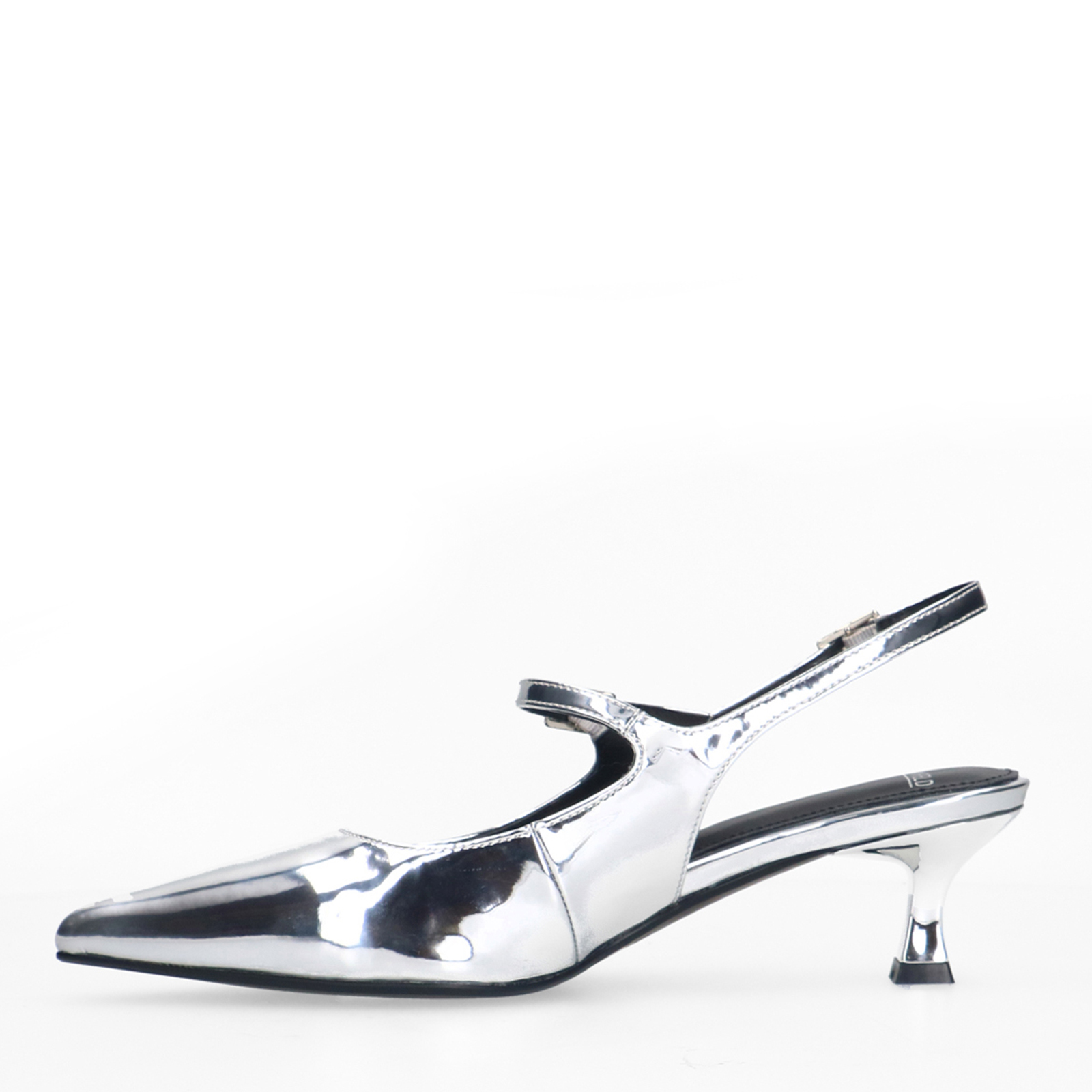 Zilveren lak slingbacks