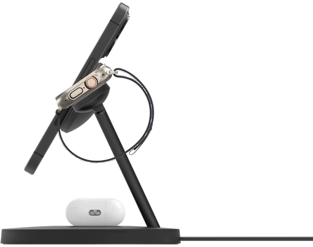 Belkin BoostCharge Pro 3-i-1 Qi2 trådløs ladestation (sort)