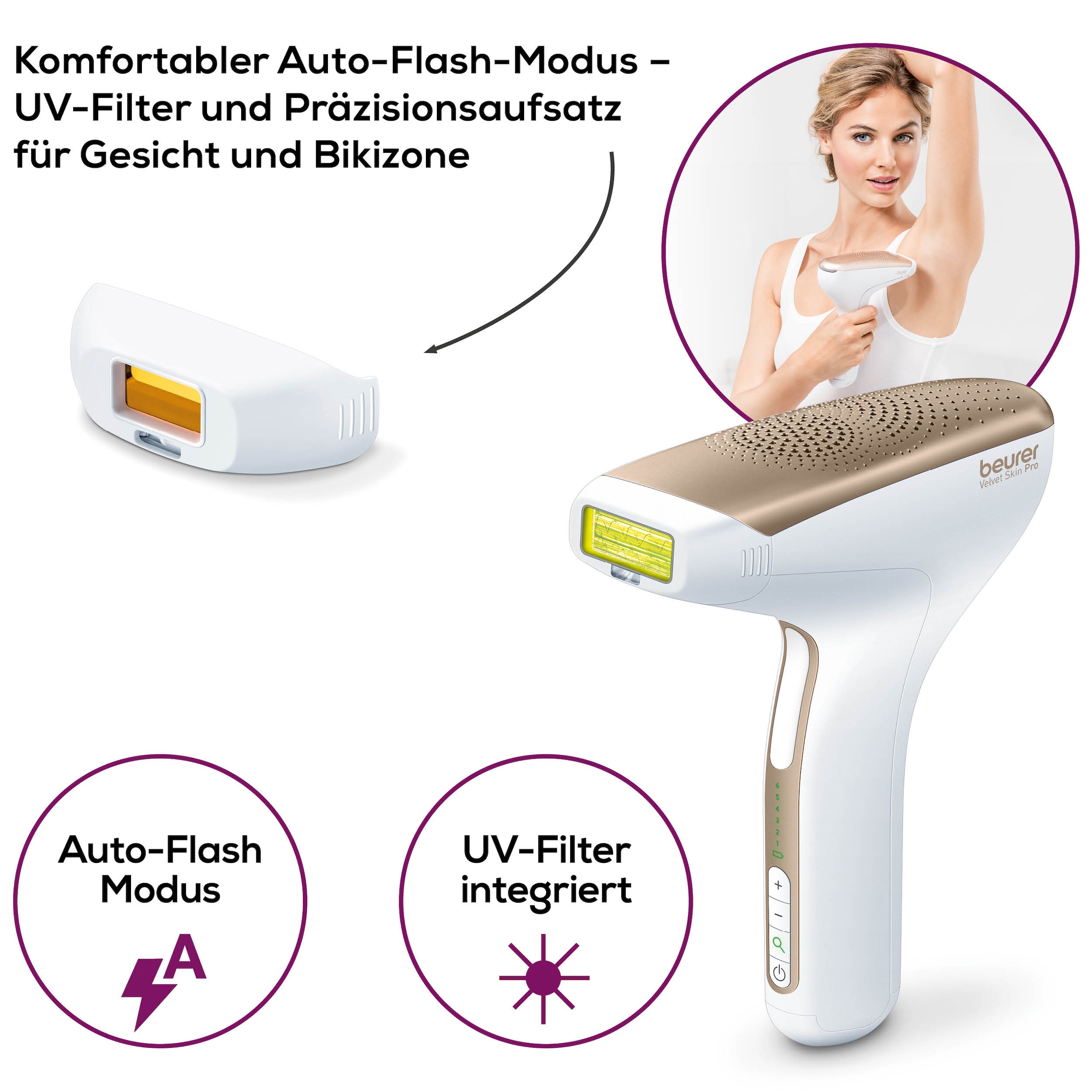 BEURER IPL-Haarentferner »IPL 8500 für langanhaltende Haarentfernung durch Lichttechnologie« 300000 Lichtimpulse Kraftvolles Akkugerät für eine flexible, kabellose Anwendung