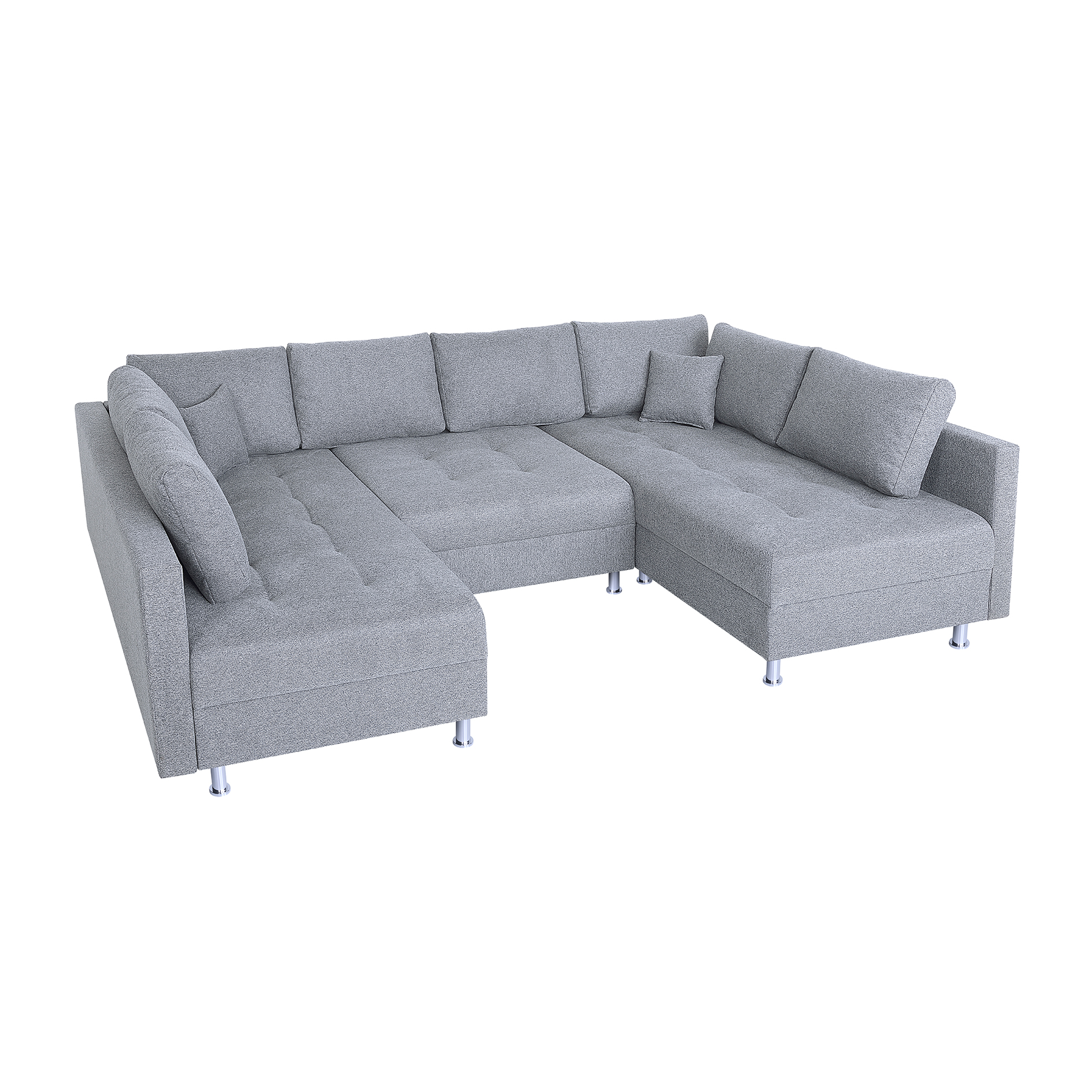 Wohnlandschaft - silber - Strukturgewebe - Federkern
