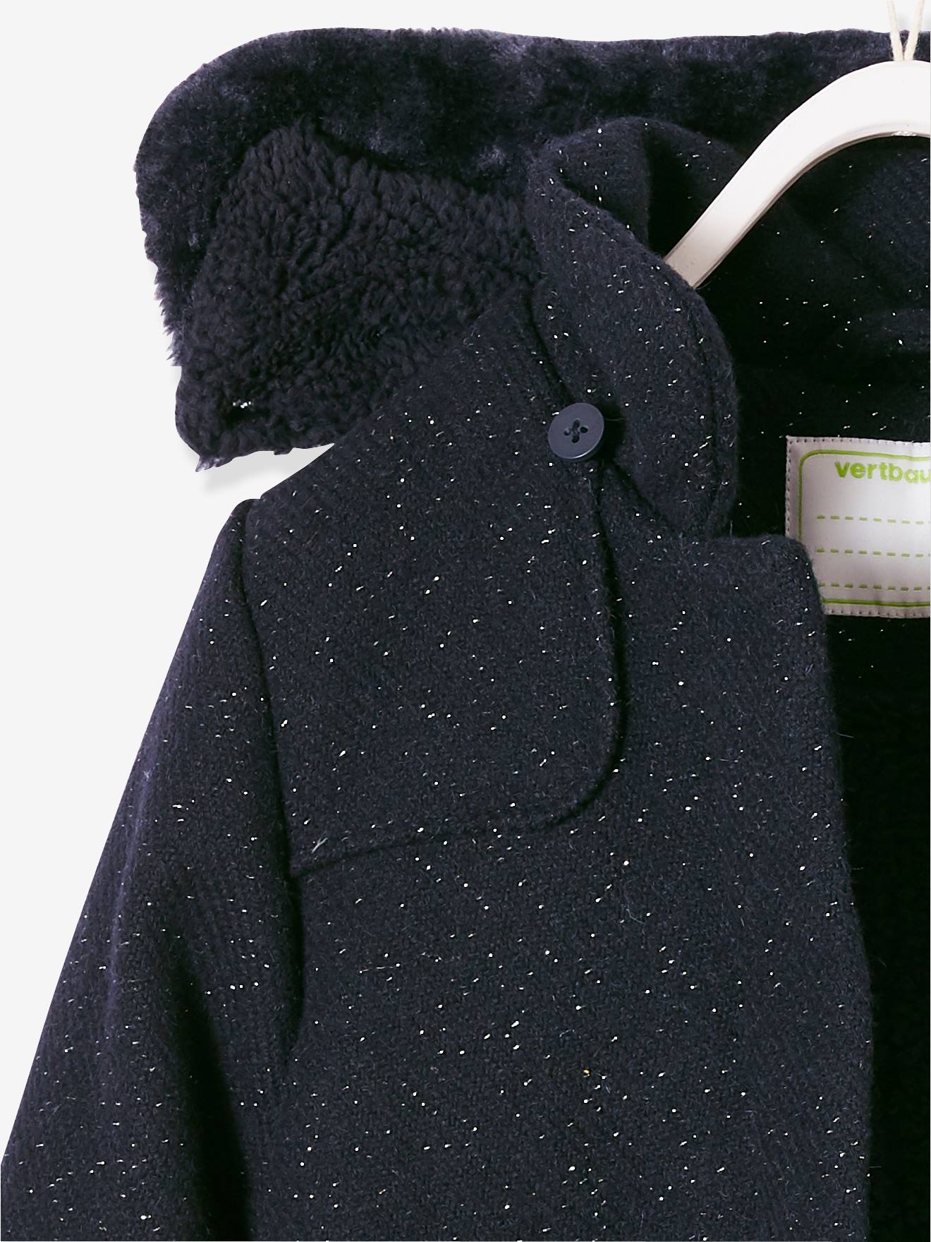 Casaco de lã lilás escuro liso para meninas