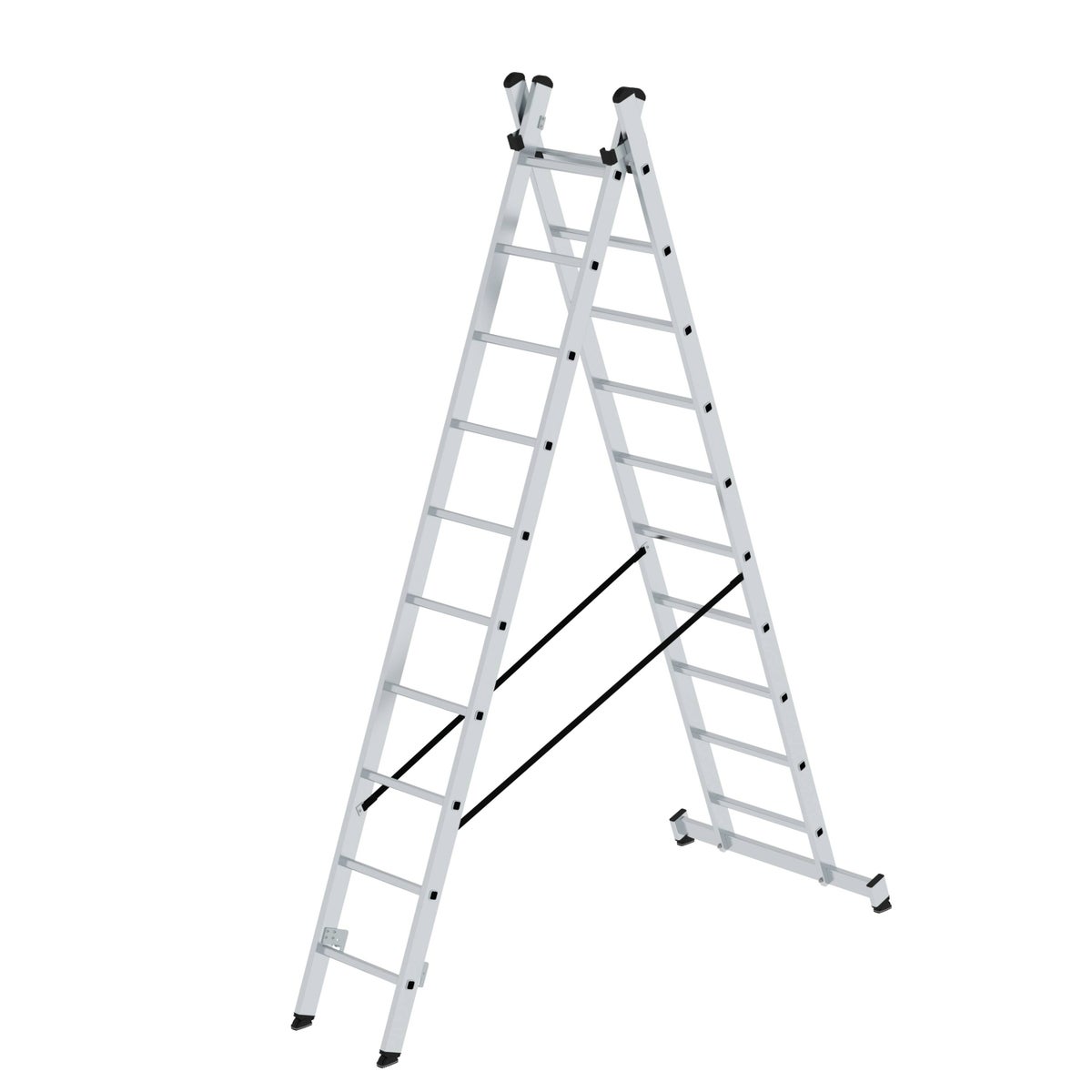 PROREGAL 2-delige multifunctionele ladder met dwarsbalk, 2 x 10 sporten