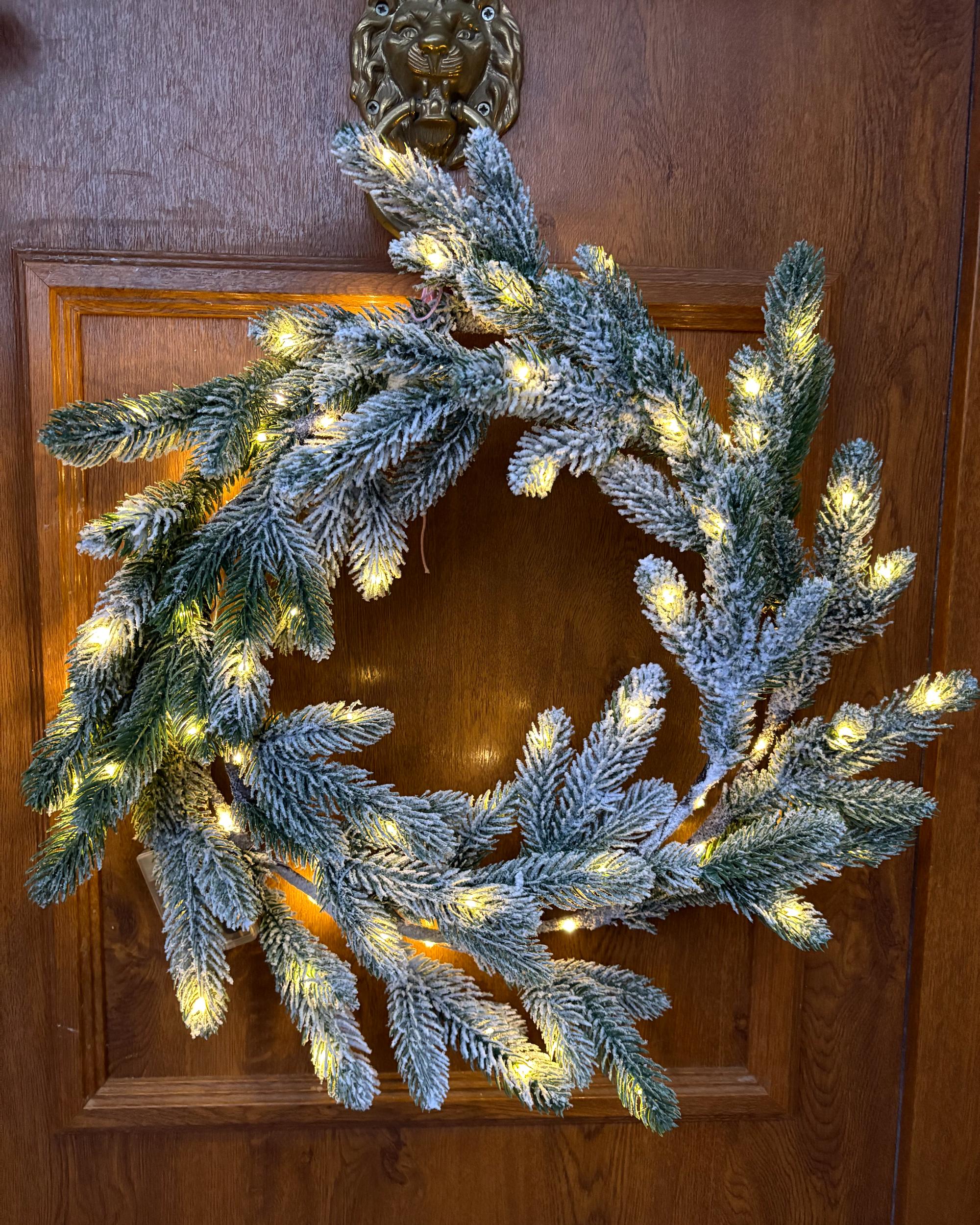 Besneeuwde kerstkrans LED ALBINI Groen 45 cm